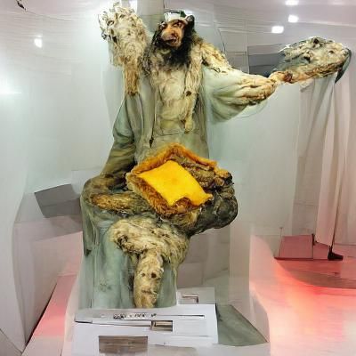 A sculpture of Jesus Christ made of moldy cheese