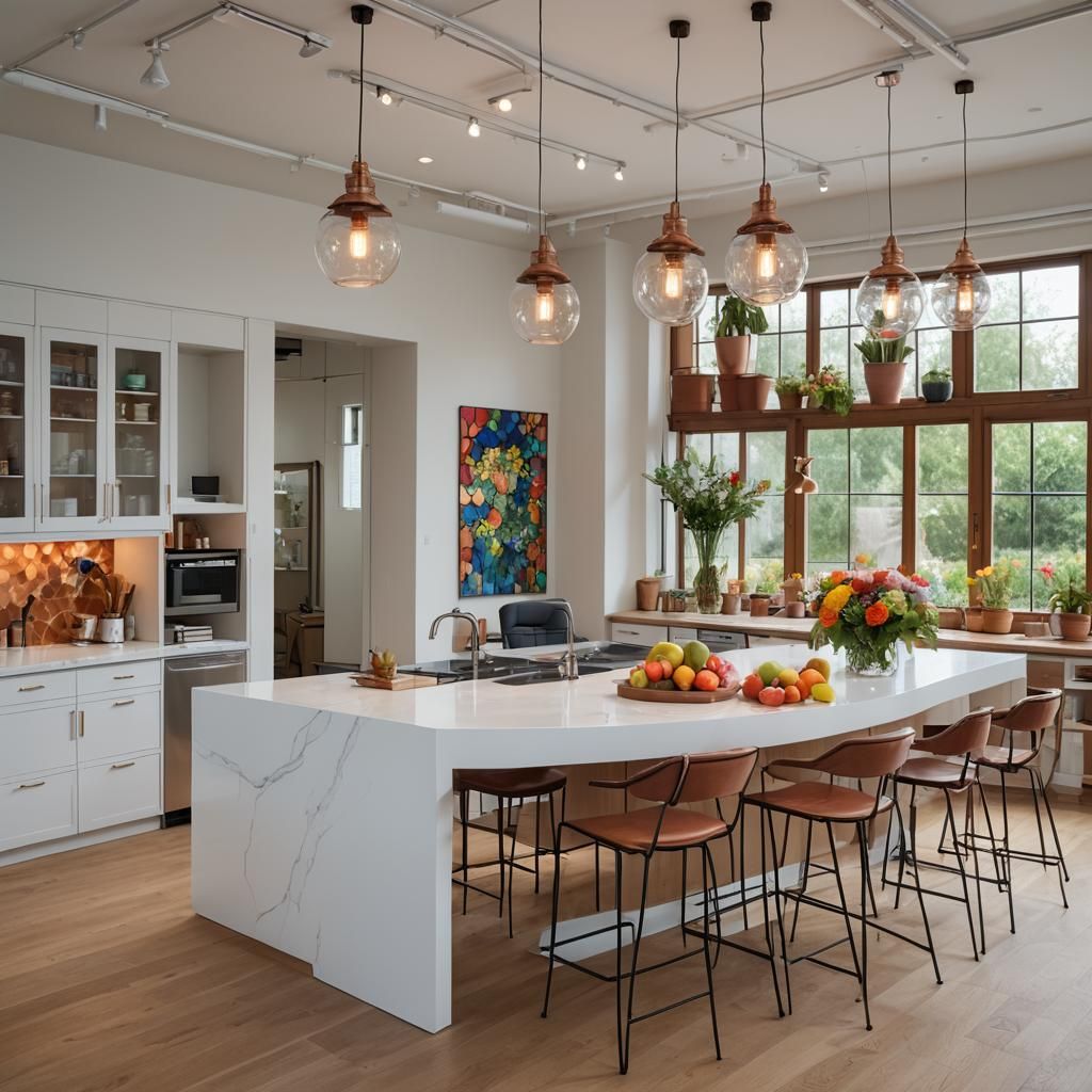 Modern Open-Plan Studio with Stained Glass