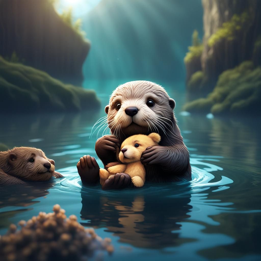 Baby Sea Otter   by @SarahArt