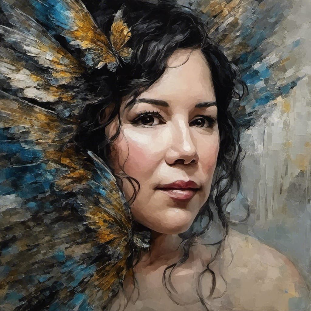 fairy with colorful iridescent delicate wings : <lora:Julie:...