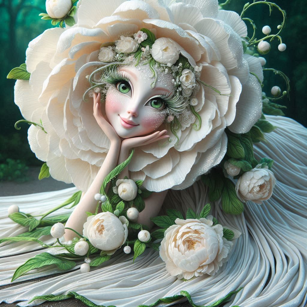 „Blütenhaupt im Waldlicht – Mensch verschmilzt mit Natur, Stille, Schönheit und träumerischer Pflanzenpoesie“