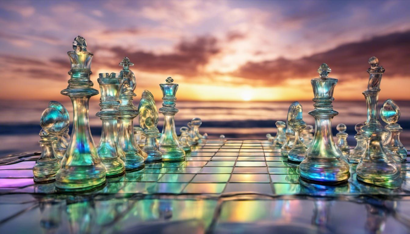 A Chess Board On Sunset