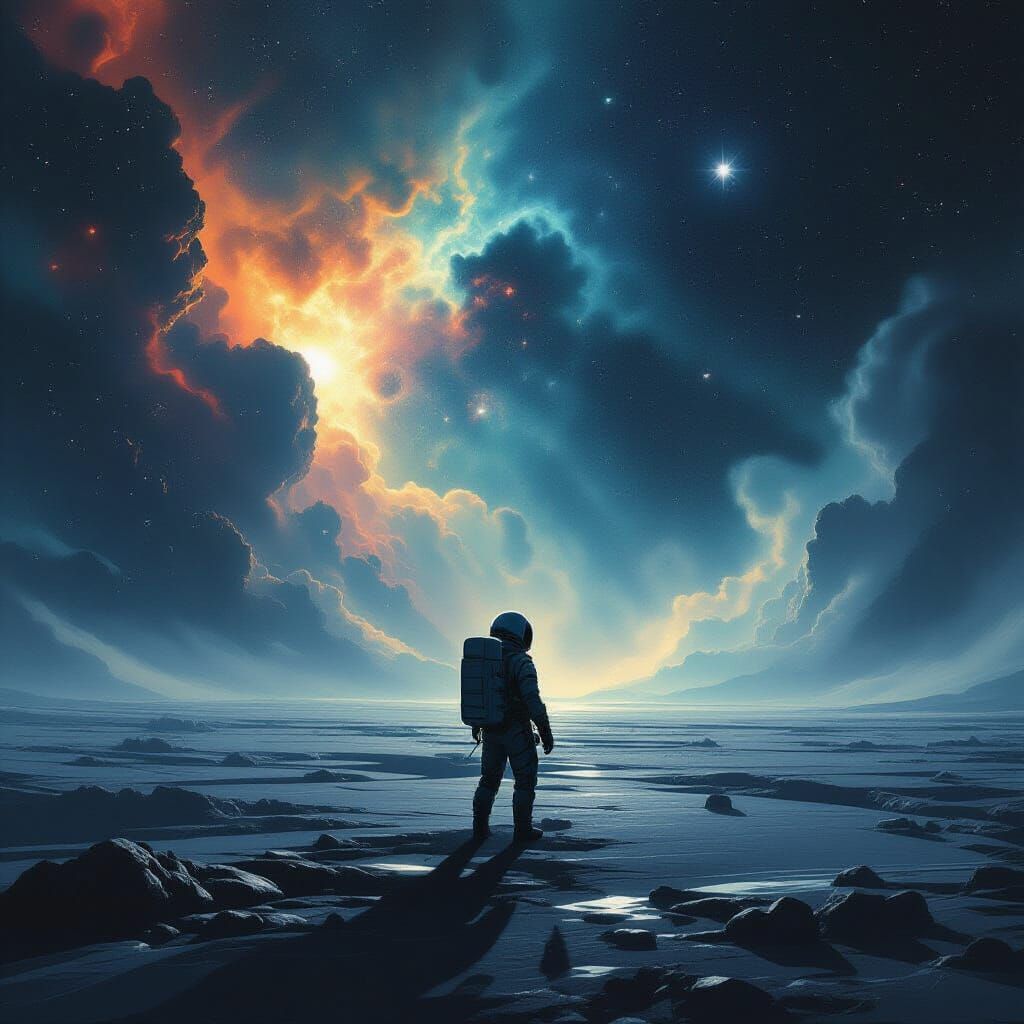 Astronaut Adrift in Cosmic Noir Expanse