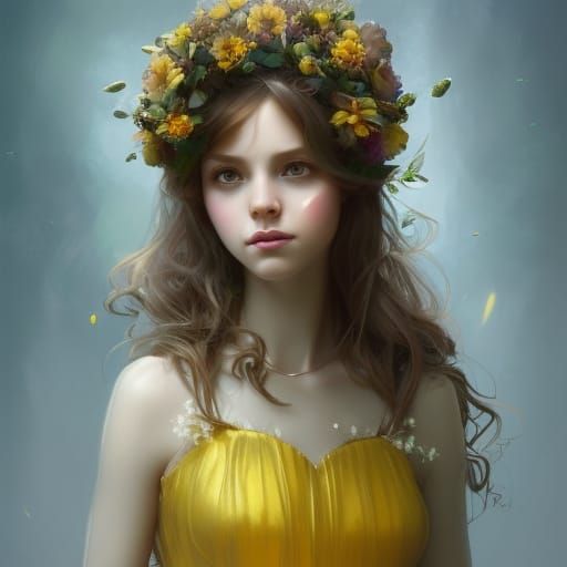 Daffodil Girl - AI Generated Artwork - NightCafe Creator