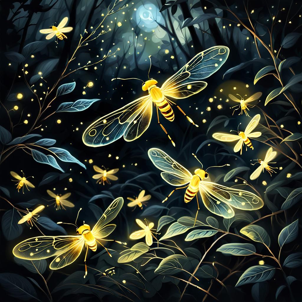Fireflies At Night