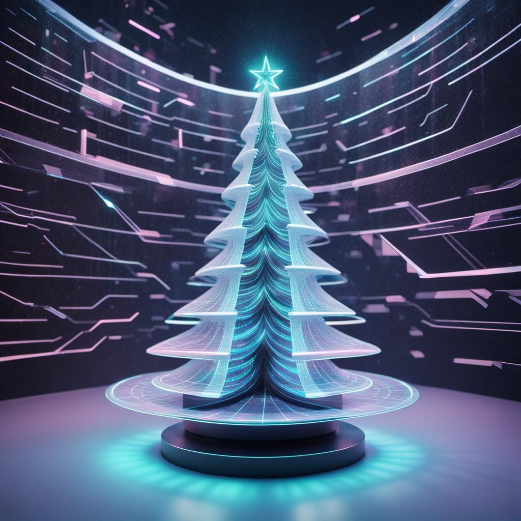 Holographic Christmas tree - AI Generated Artwork - NightCafe Creator