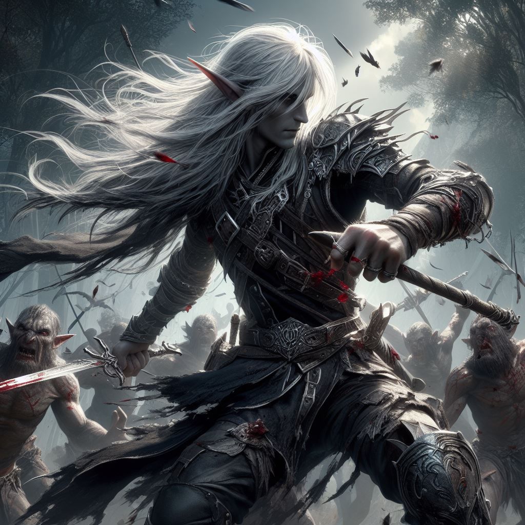 Drow in battle with orcs