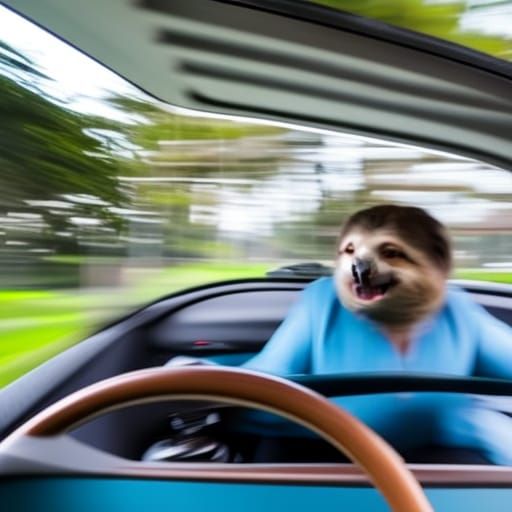 sloth driving an electric car quickly - AI Generated Artwork ...