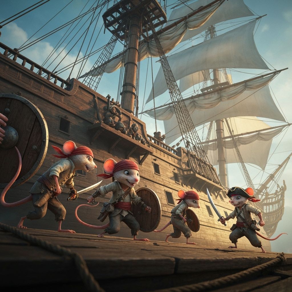 many pirate mice attack a large ship  by @kk
