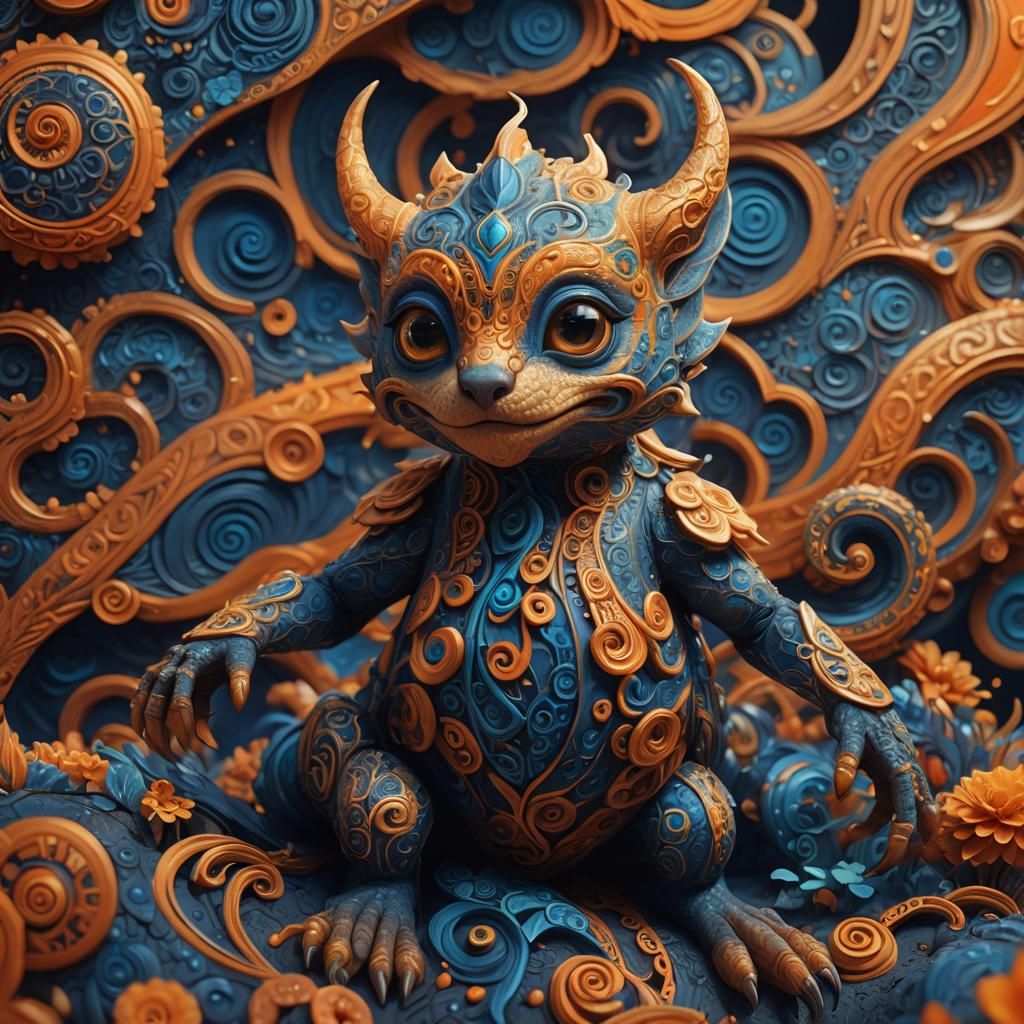 Cute Nodding Creature in a Dreamlike Fantasy Landscape