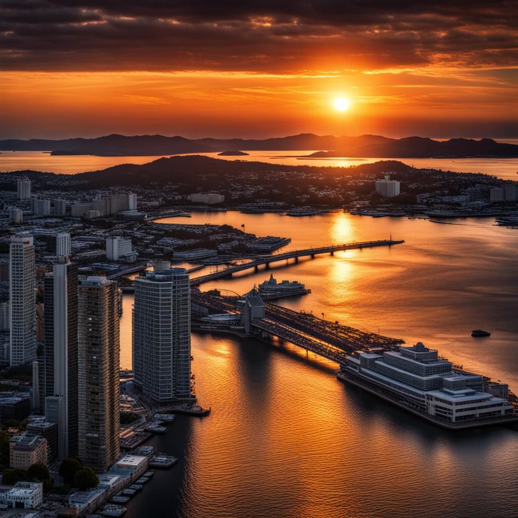 Sunset over the bay
