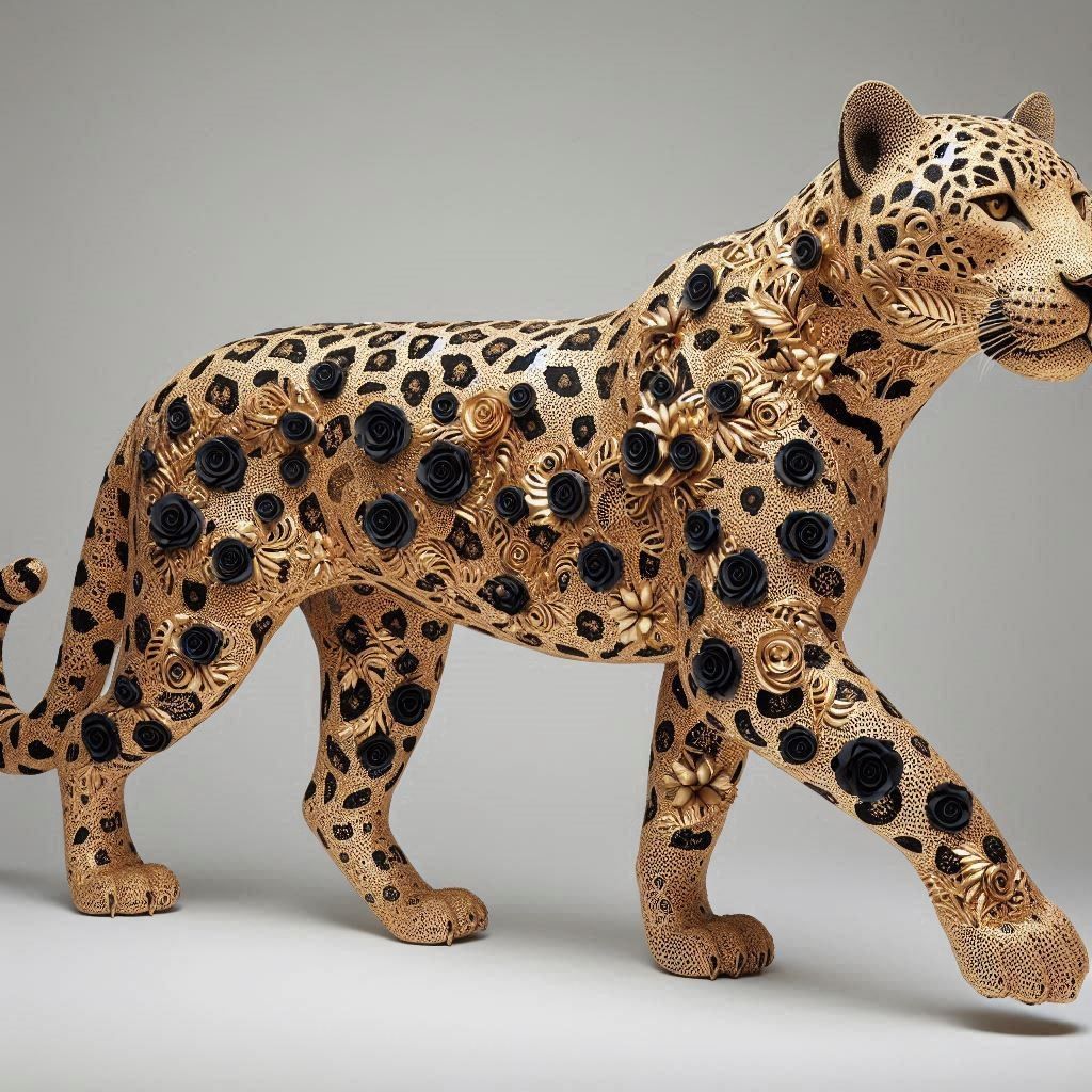 Gold Lace Jaguar with black roses for rosettes Bing #2