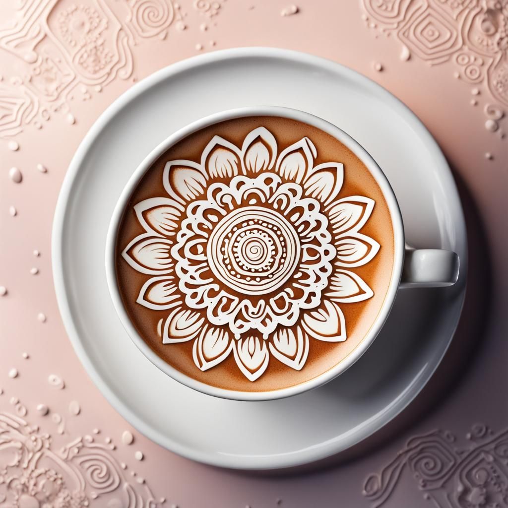 Latte with mandala patterned foam