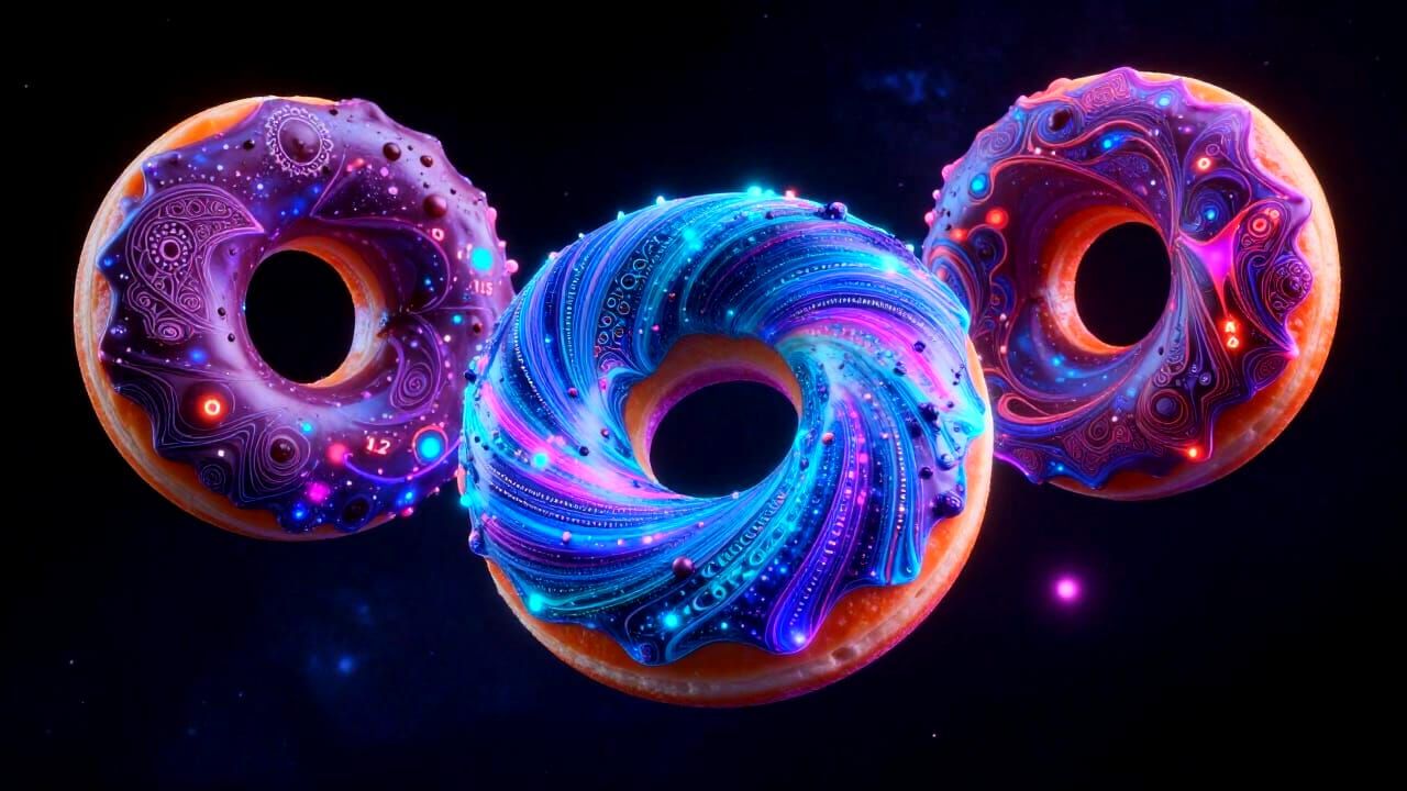 Psychedelic Galaxy Doughnuts in Abstract Cosmic Art