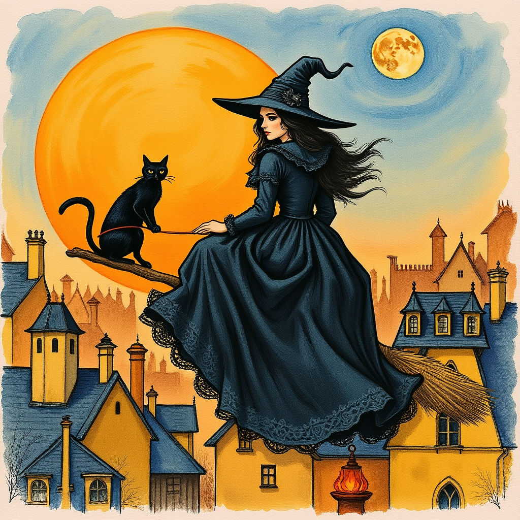 Witch at night