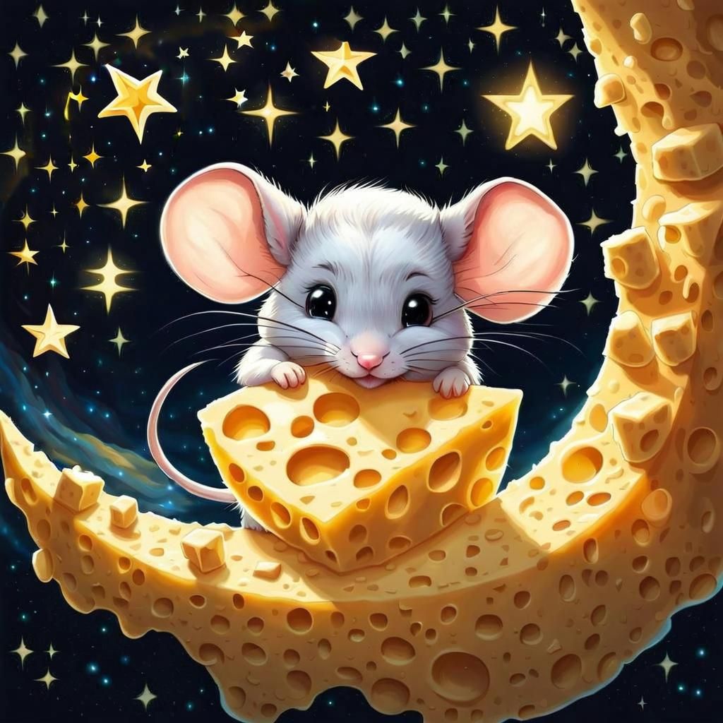 Mouse in the Moon  by @Chelle