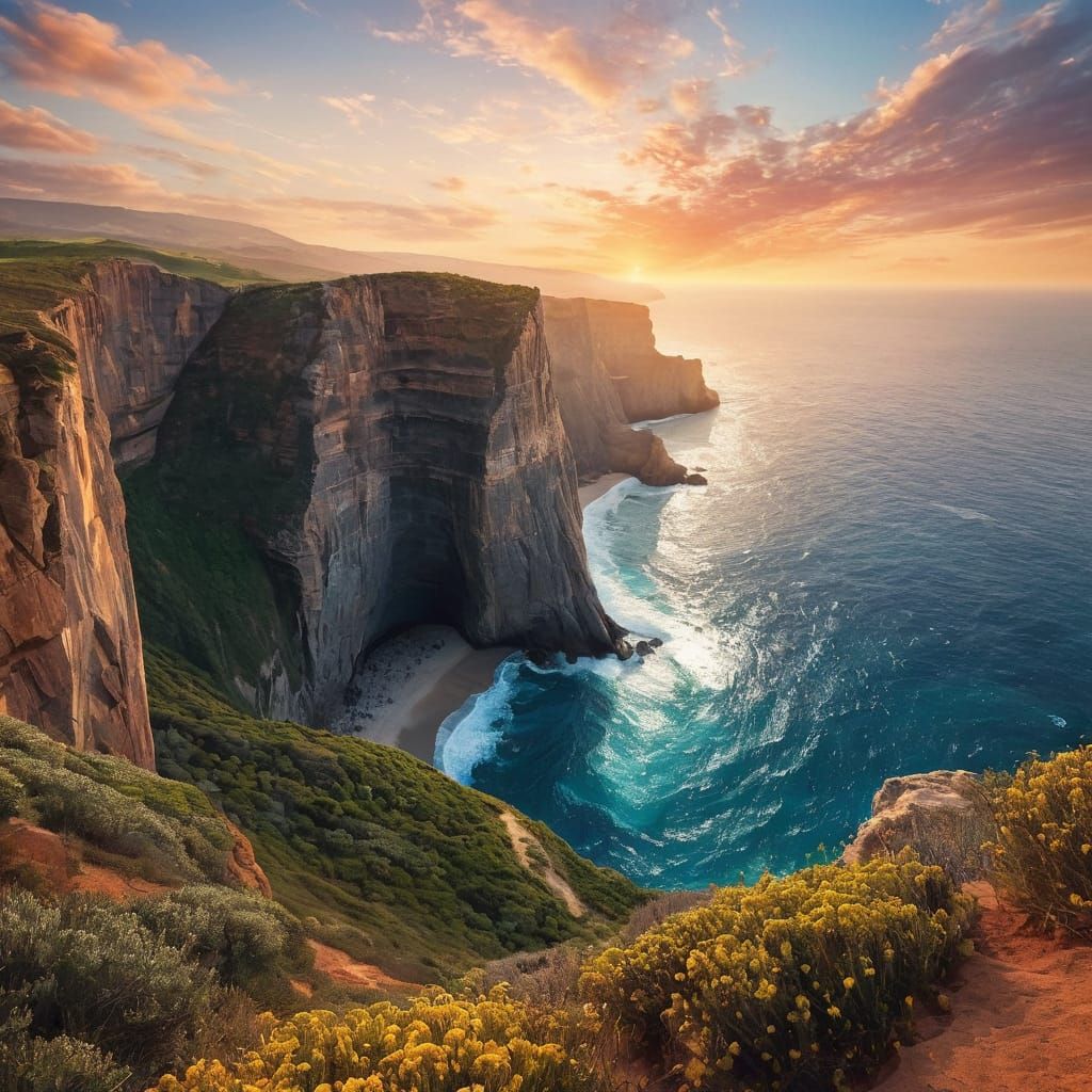 Cliffside overlooking endless ocean