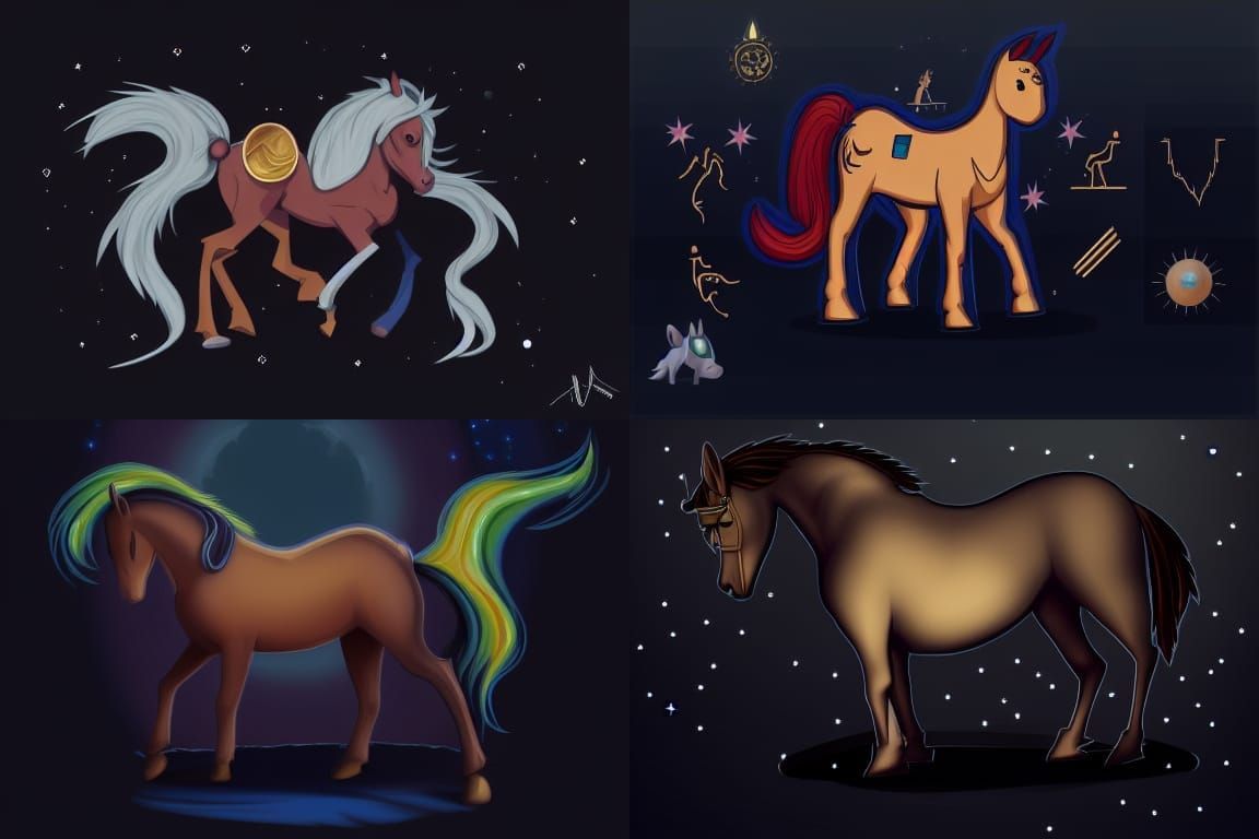 nerd horse of moons, furry art, geeky character, astrologist