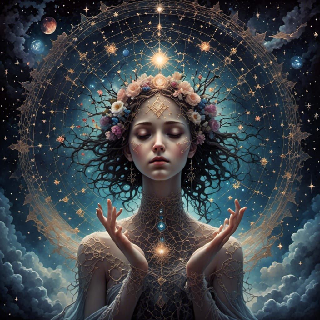 In shadows where the mind unfolds
Unseen forces call us from slumber
Twisting paths where the enigma strolls
Through shadows thick, stars ar...