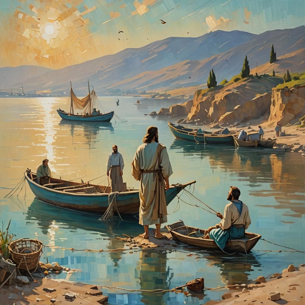 Jesus said to a young fisherman mending his nets on the Sea ...