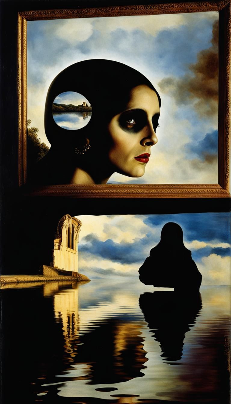 Angel of Death looking at  reflection 
in a river,  Life's F...