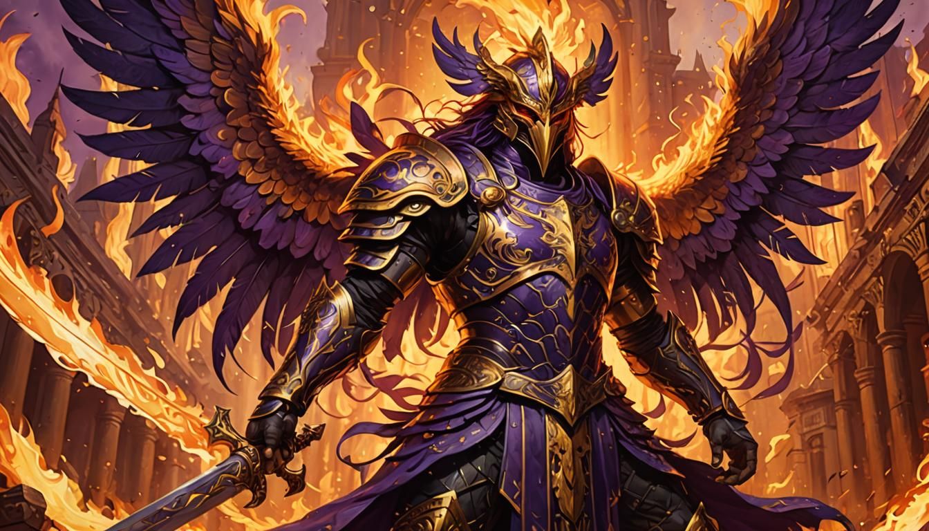 Phoenix Gladiator Victorious in Burning Arena