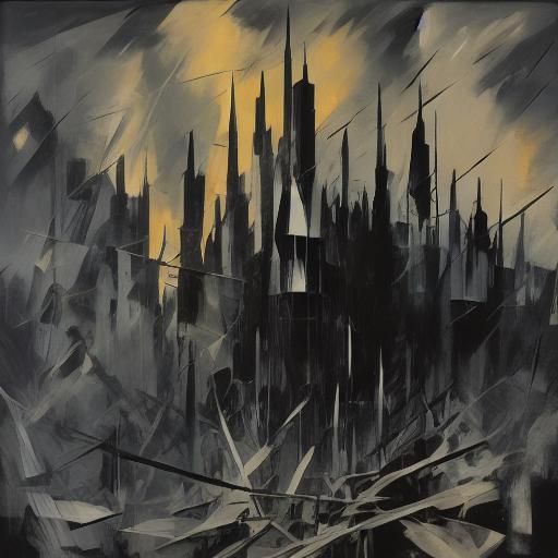 "Doomed Lovers", Ominous, gorgeous, Stygian, dramatic lighting, extremely detailed, painting in the style of Max Oppenheimer <lora:Smudge fo...