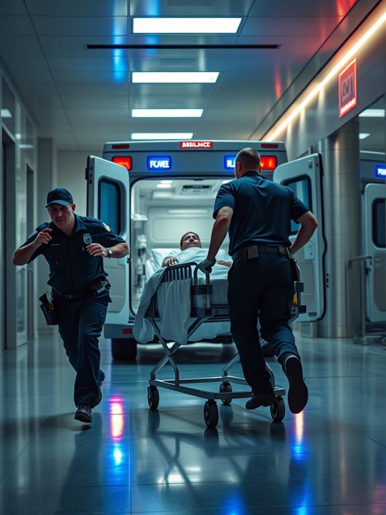 Hospital, Ambulance, Paramedics, patient, trolley 