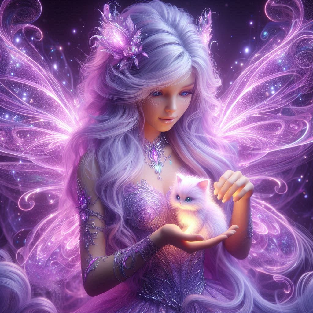 fairy with kitten