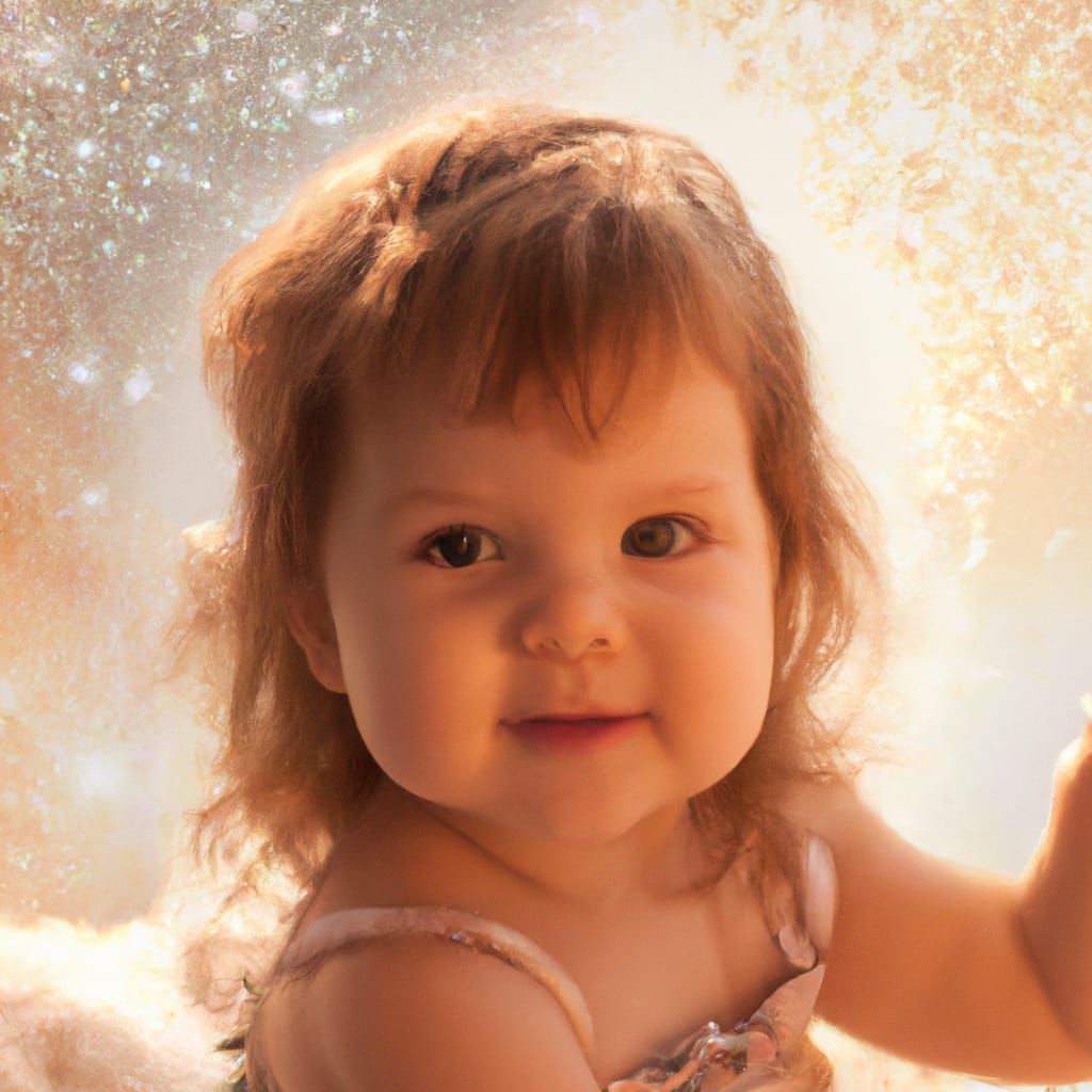 A baby girl with an enchanting smile and sparkling eyes, shi...