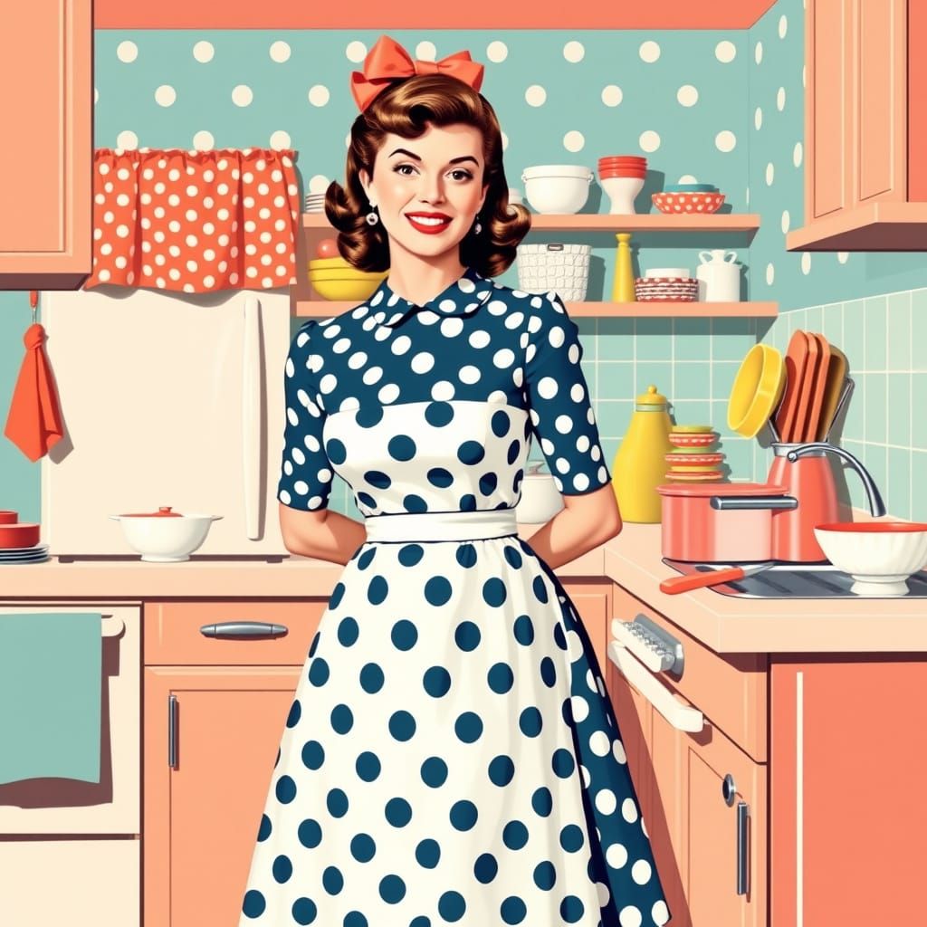 1950s magazine layout. Polka dots.   by @Joyful62