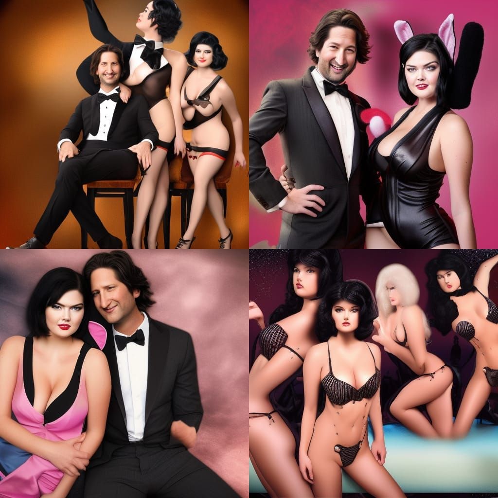 Couple henry ian cusick in tuxedo seated center with kate upton black Hair  bob hairstyle dressed as playboy bunnies - AI Generated Artwork - NightCafe  Creator