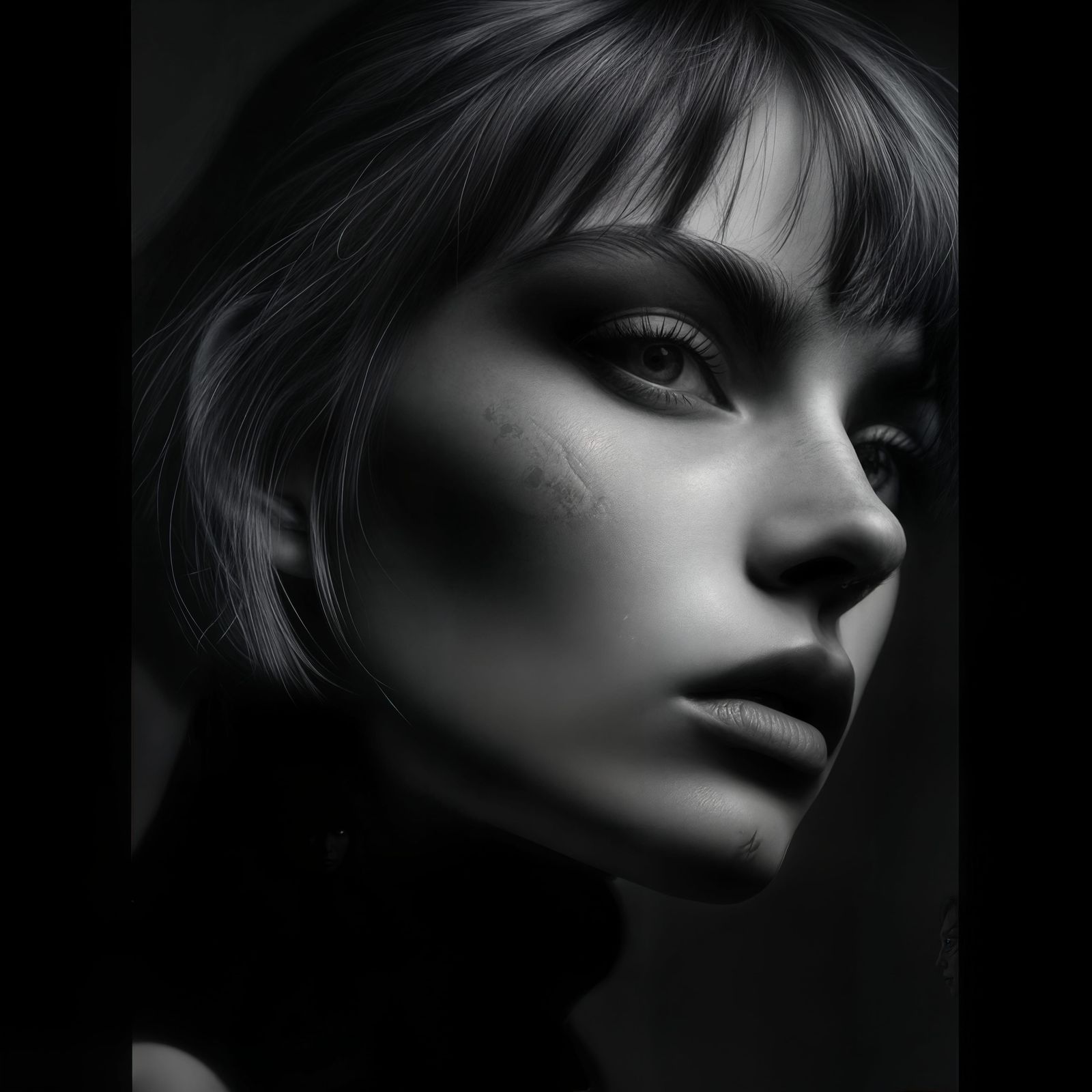 space cascade, anime inspired, in b&w photography + clarity ...