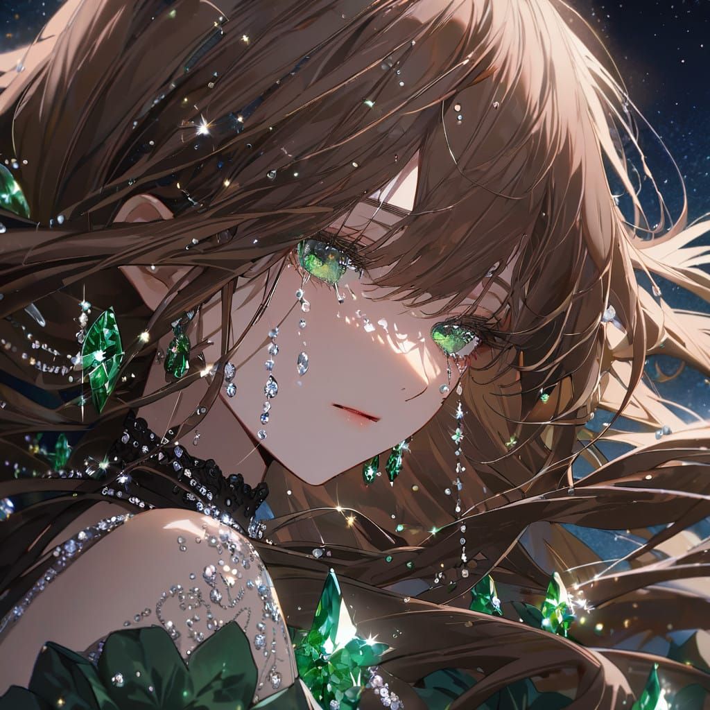 Ethereal Royal Beauty Gazing at Starry Night Sky