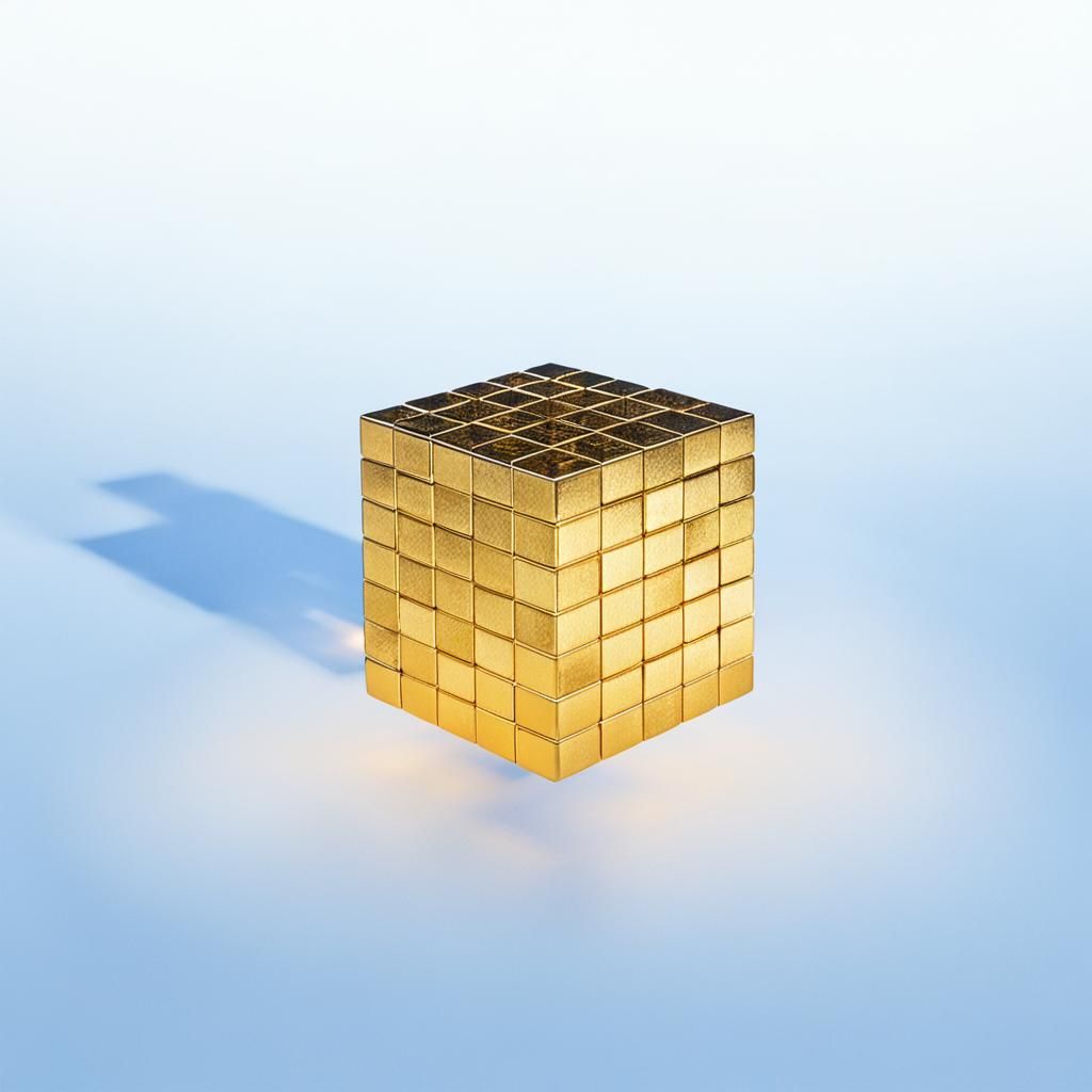 a golden cube