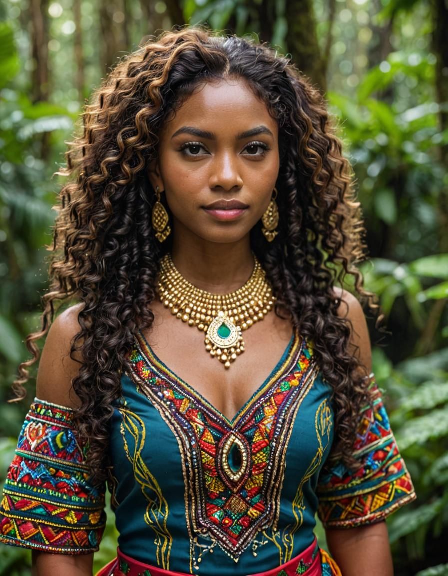 Guyanese Woman Portrait in Traditional Dress