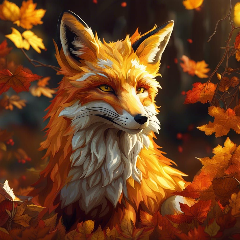 Fire autumn fox - AI Generated Artwork - NightCafe Creator