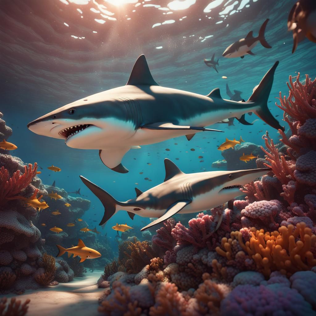 Sharks - Ai Generated Artwork - Nightcafe Creator