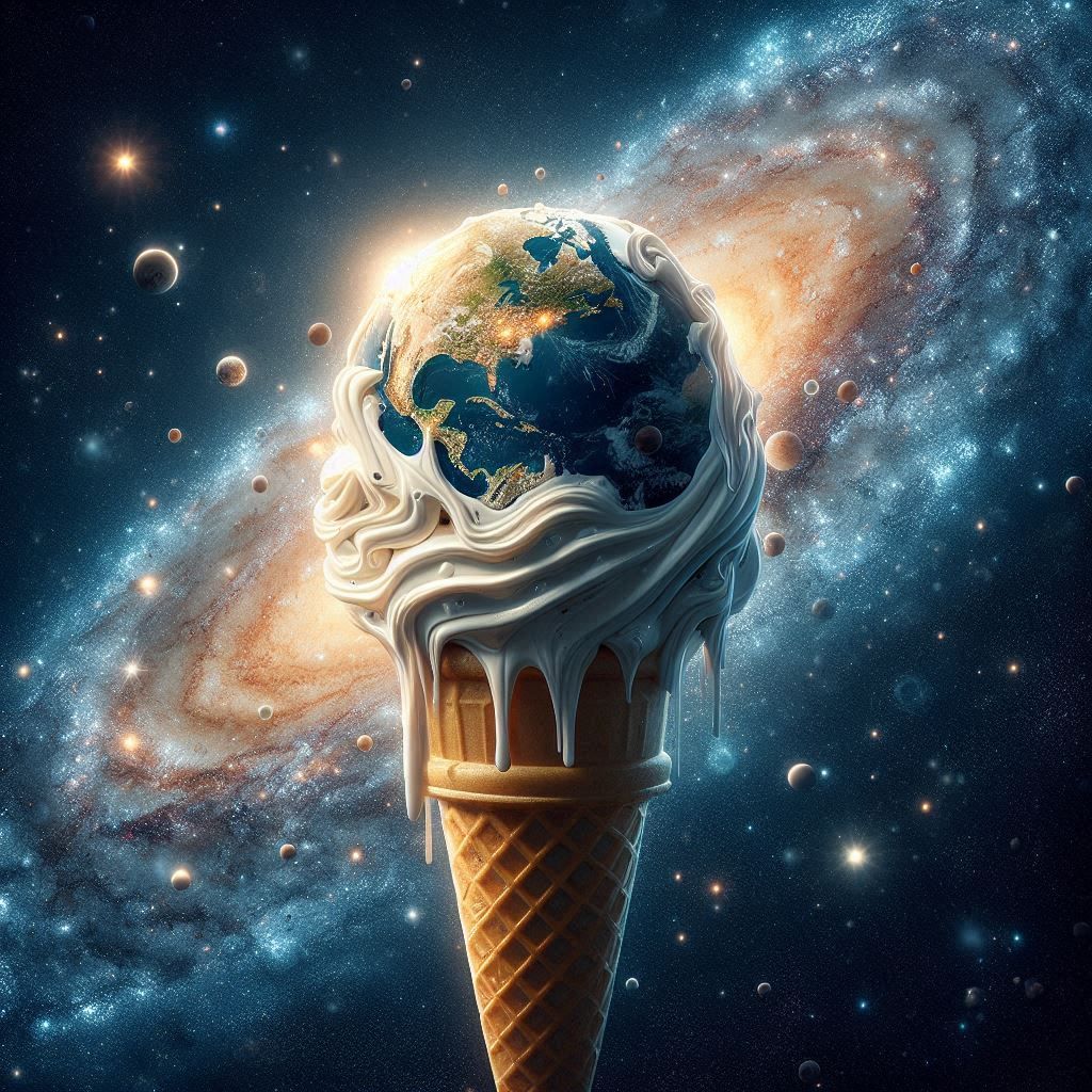 Earth's Environment ~ Our Earth is Melting. Starry Galaxy.🍦...
