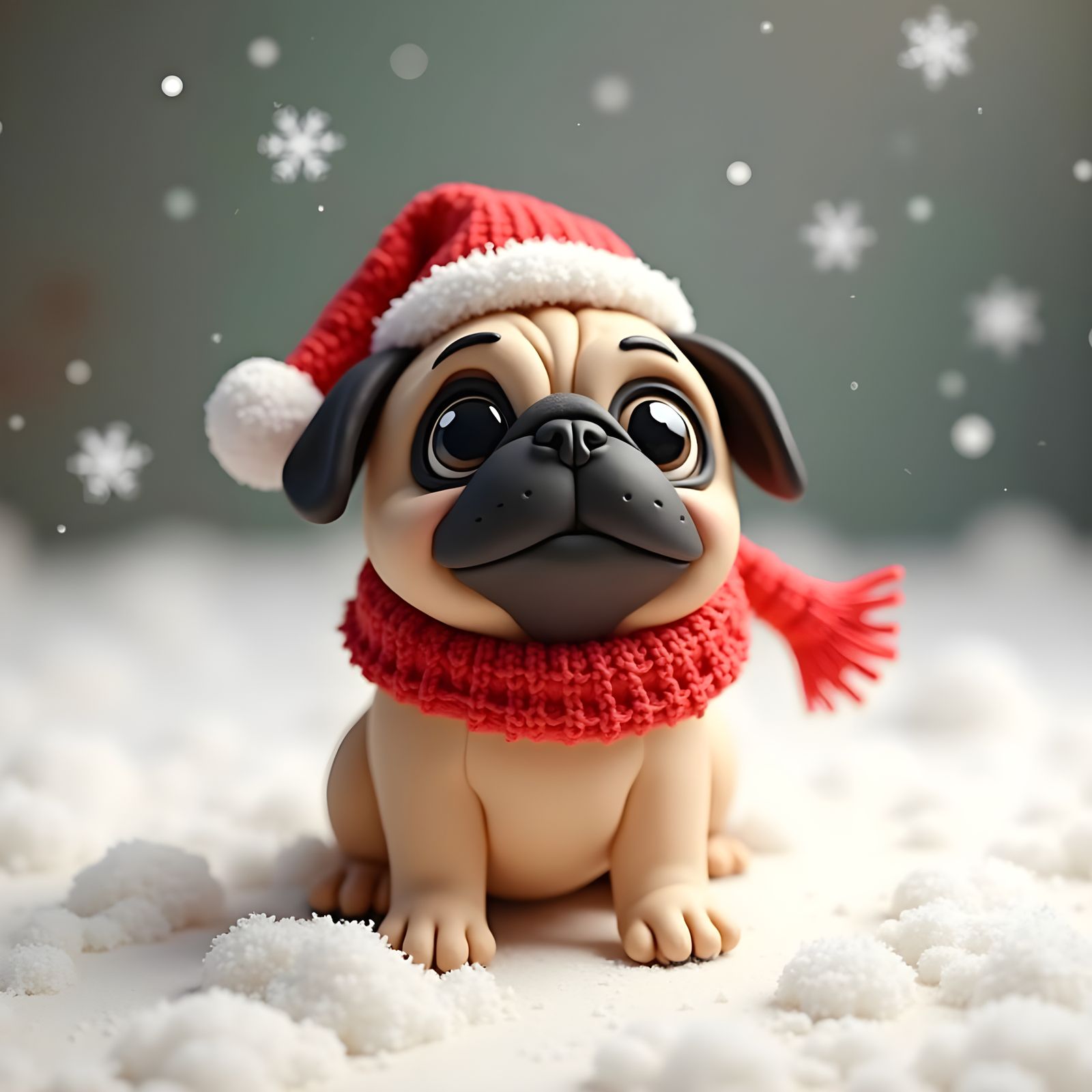 Puppy romps playfully in the snow