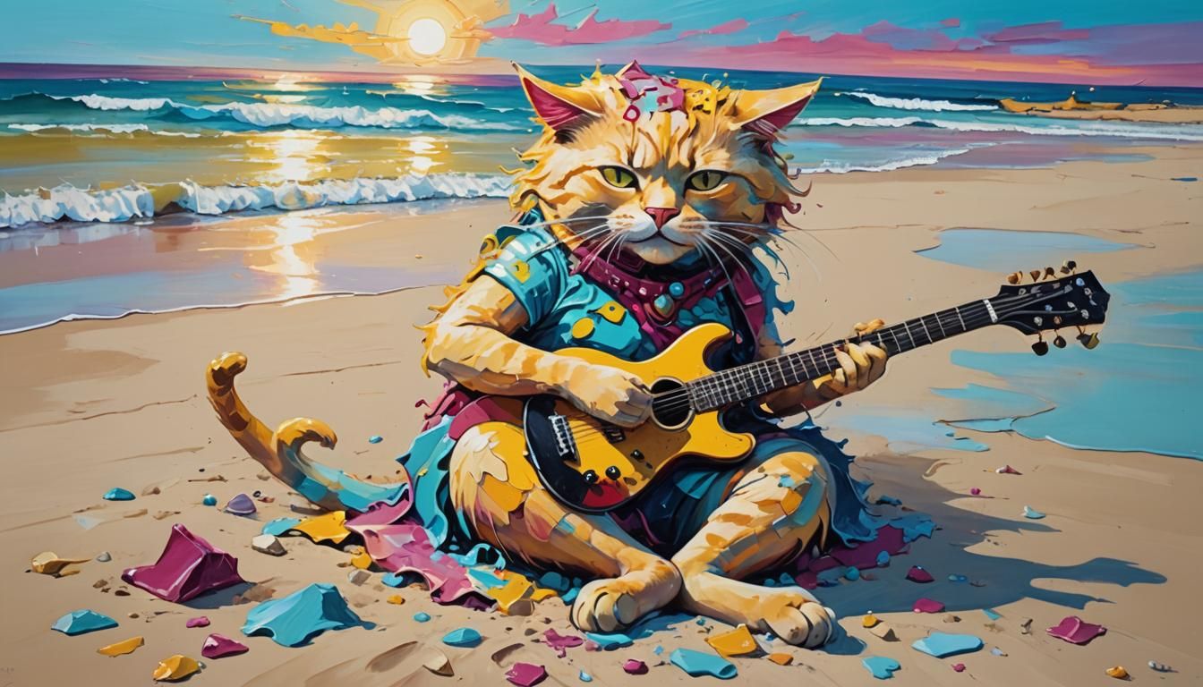 Extreme wide shot, acrylic painting of an adult female anthr...