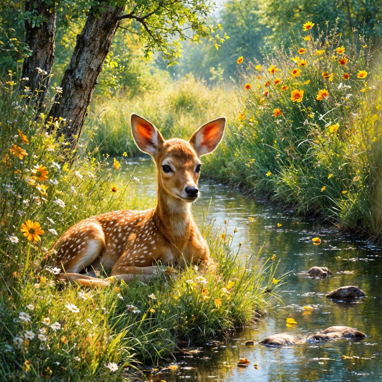 Baby Fawn by a Brook (3 Likes)  by @AbstractCat