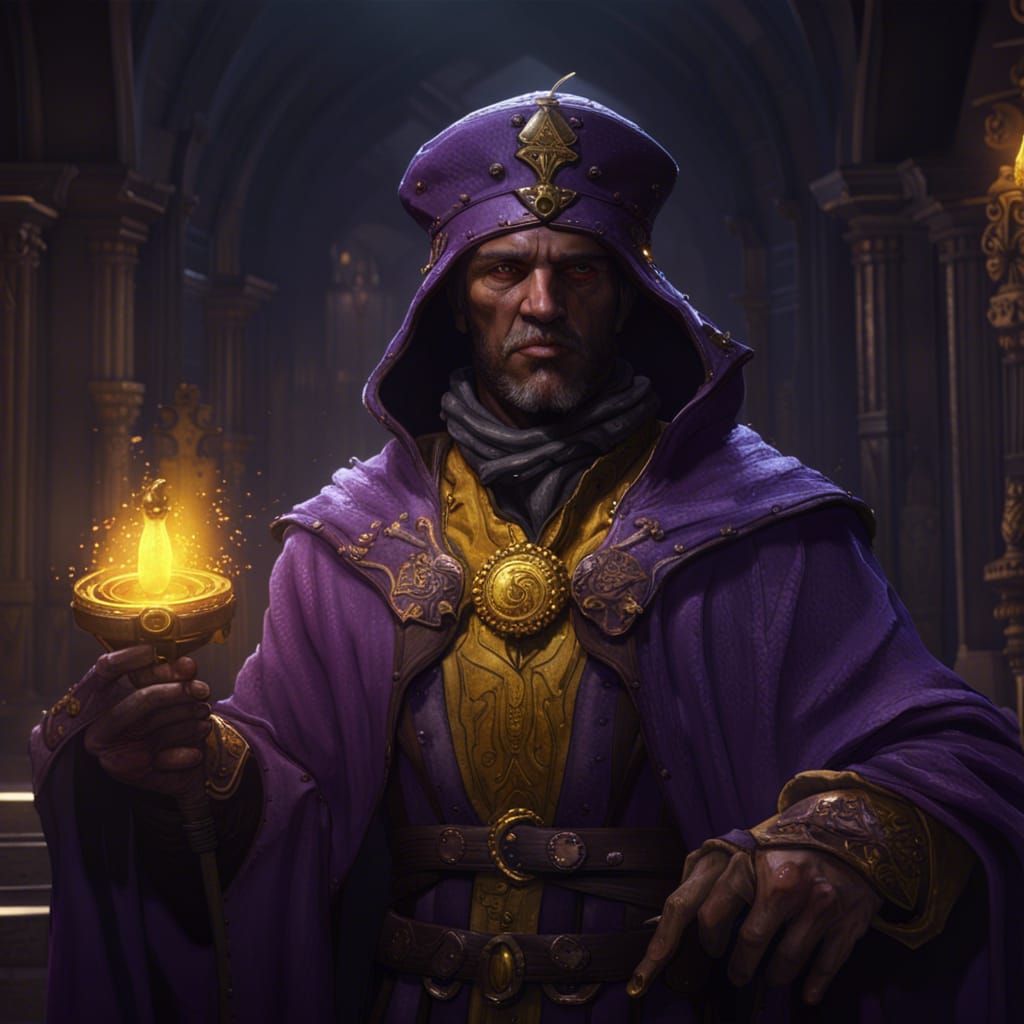 Purple priest with fire - AI Generated Artwork - NightCafe Creator