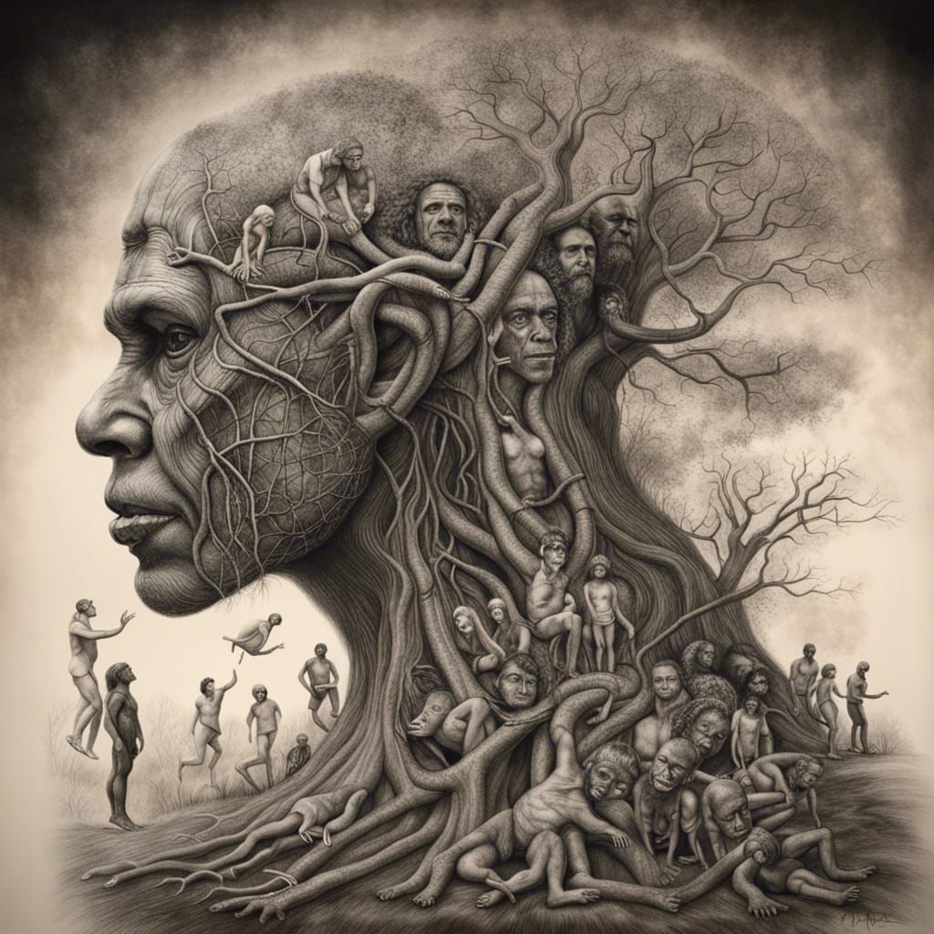 Tree of Human evolution - AI Generated Artwork - NightCafe Creator