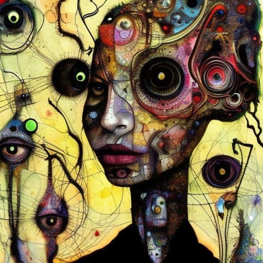 Cat with Glasses: Surreal Maximalist Portrait