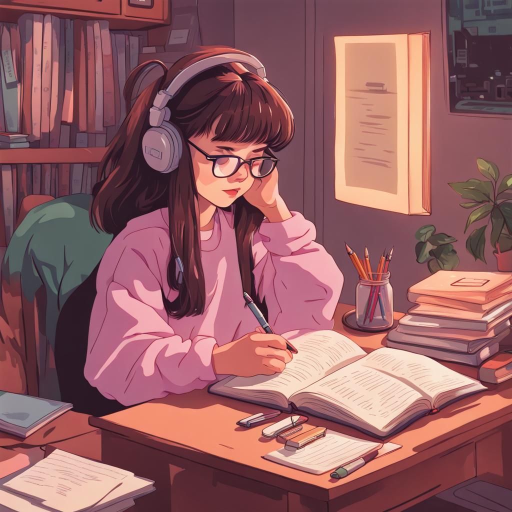 90s lofi girl studying
