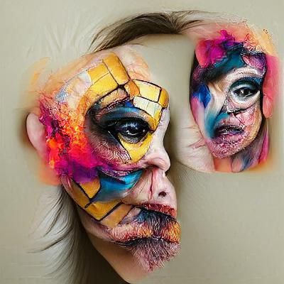 abstract portraits using face paint/makeup