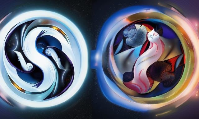 wonderful yin yang cat design 8k resolution concept art hype...
