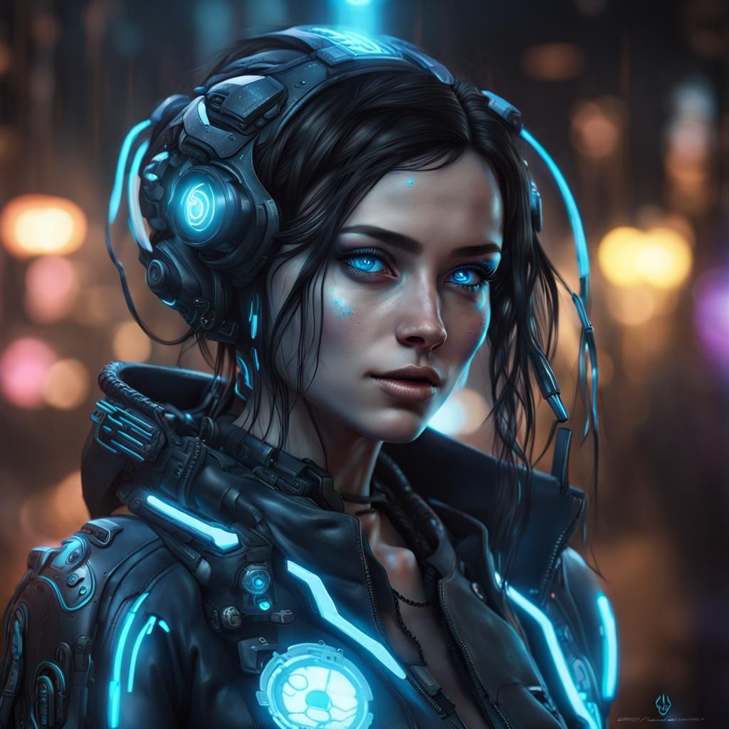 cute bioluminescent Sasha Yakovleva from cyberpunk:edgerunners, intricate  blue eyes, dark hair, concept art, in her Natural costume, photo r... - AI  Generated Artwork - NightCafe Creator