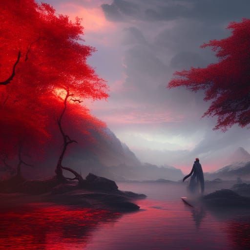 Wanderer In The Scarlet Wasteland  by @MrSherbetLemon